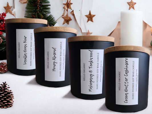 Classic Matte Black Jar With Bamboo Lid Soy Wax Non Toxic Candle