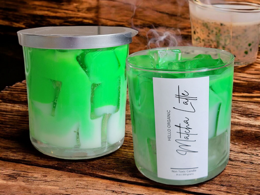 Matcha Iced Latte 9 0z Glass Tumbler Soy Wax Non Toxic Candle