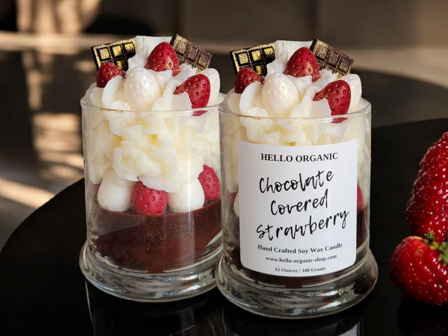 Chocolate Covered Strawberry Specialty Dessert Candle
