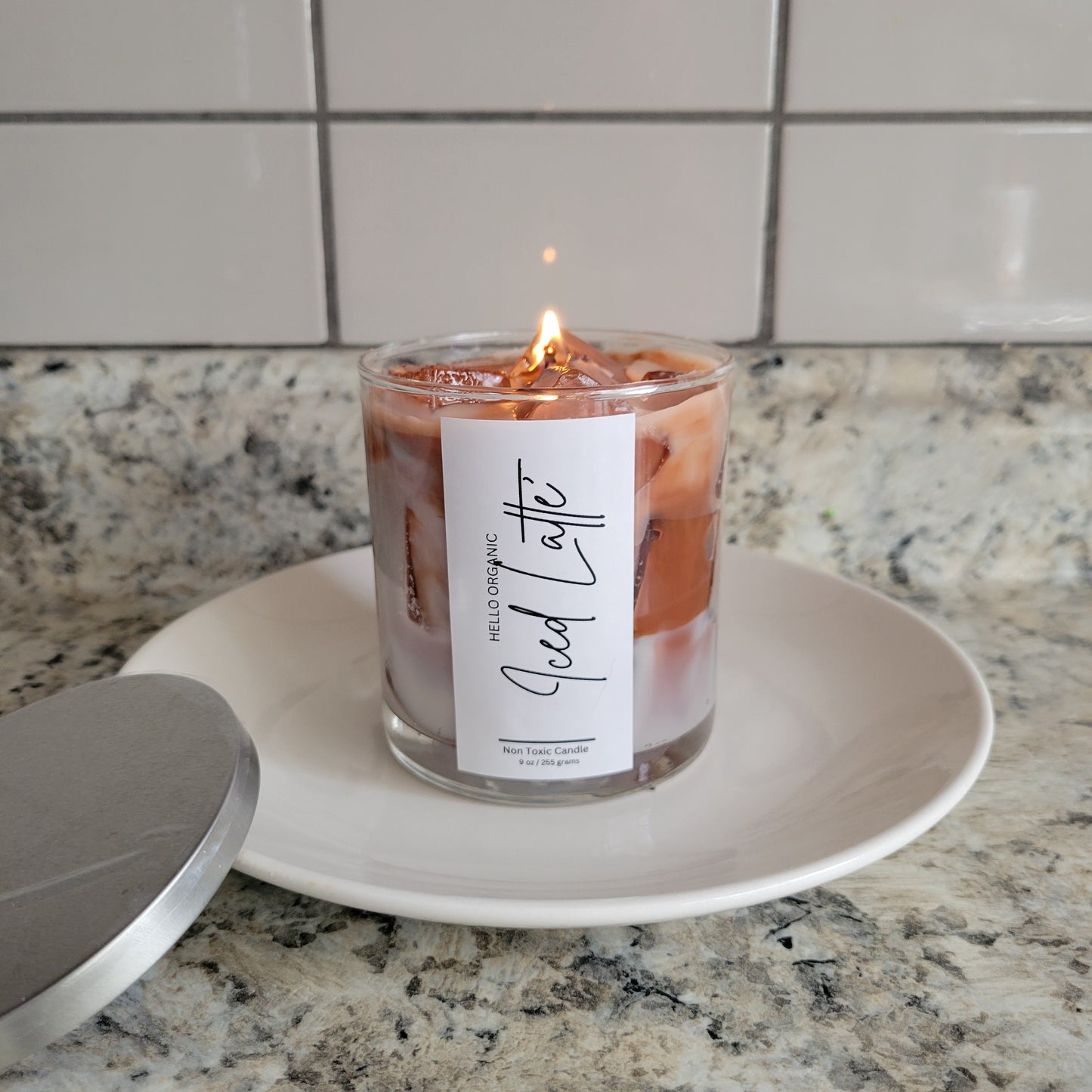 Iced Latte 9 0z Glass Tumbler Soy Wax Non Toxic Candle