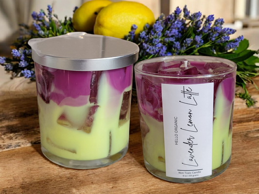 Lavender Lemonade Iced Latte 9 0z Glass Tumbler Soy Wax Non Toxic Candle